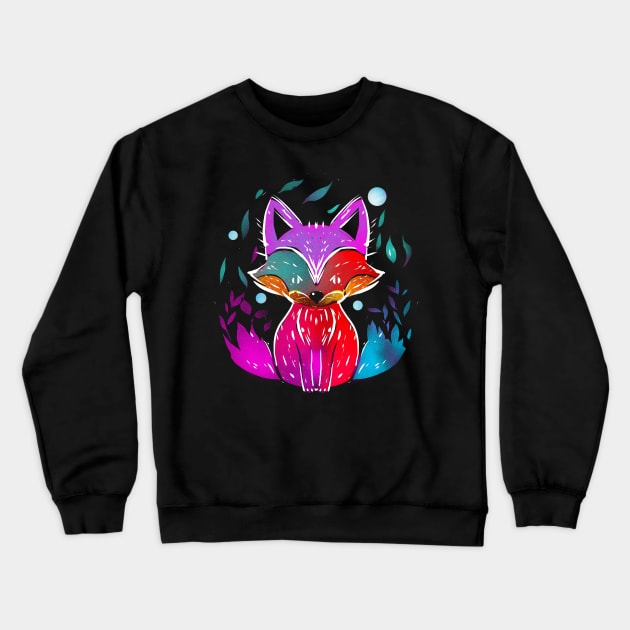 cute fox Crewneck Sweatshirt by kharmazero